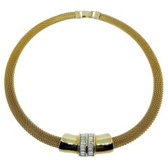 IVANA firmado vintage cadena de malla tono oro strass collar de diseño