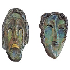 Ivanhoè Gambini Pair of Futurist Wall Masks, Italy, 1940s