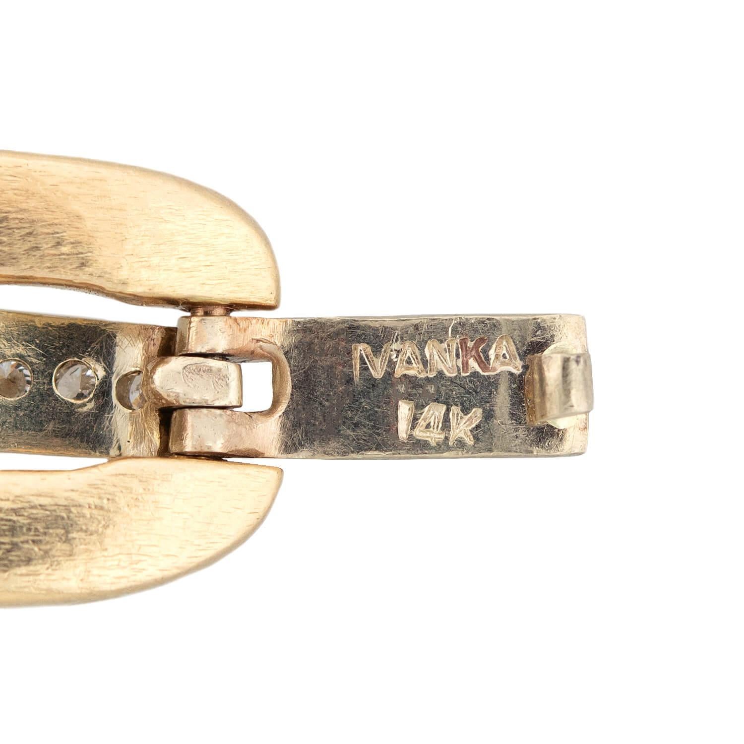 Contemporary IVANKA 14kt + Diamond Link Bracelet 38.9g For Sale