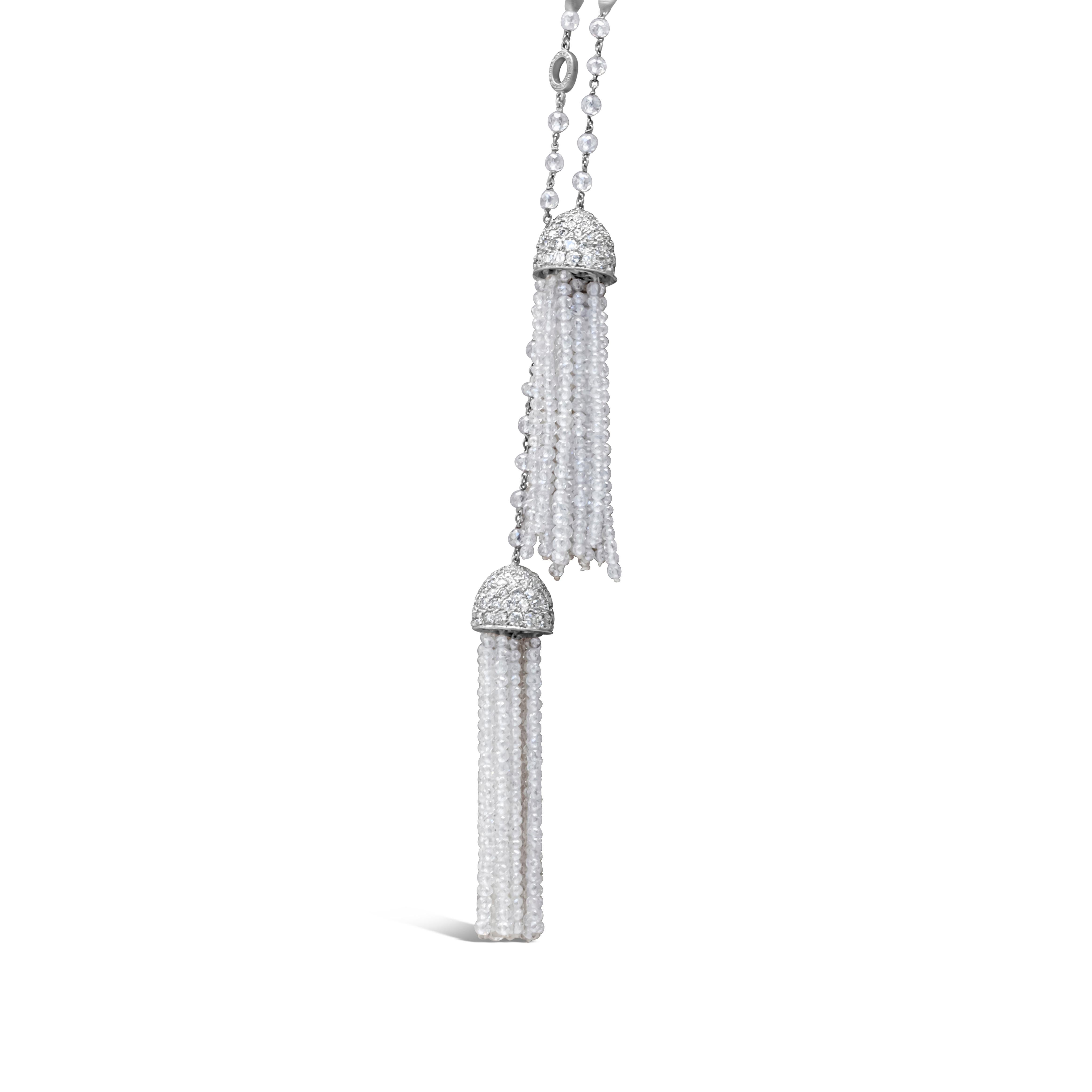 Mixed Cut Ivanka Trump 116.77 Carats Briolette Diamond 18k Gold Tassel Necklace For Sale