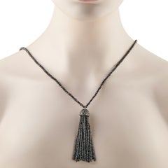 Ivanka Trump 18K White Gold Black Diamond Tassel Pendant Necklace IT17-060326