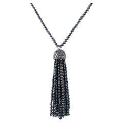 Ivanka Trump 18K White Gold Black Diamond Tassel Pendant Necklace IT17-060326