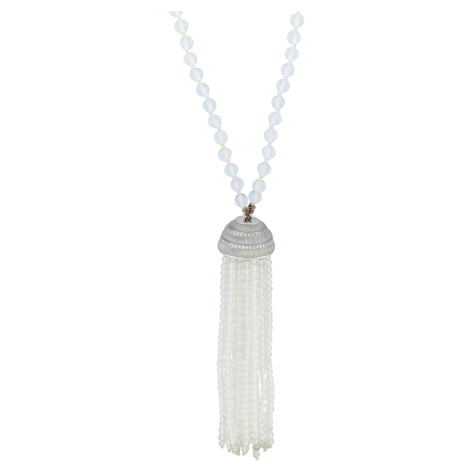 Ivanka Trump 18K White Gold Diamond and Crystal Tassel Necklace IT05-042026 For Sale