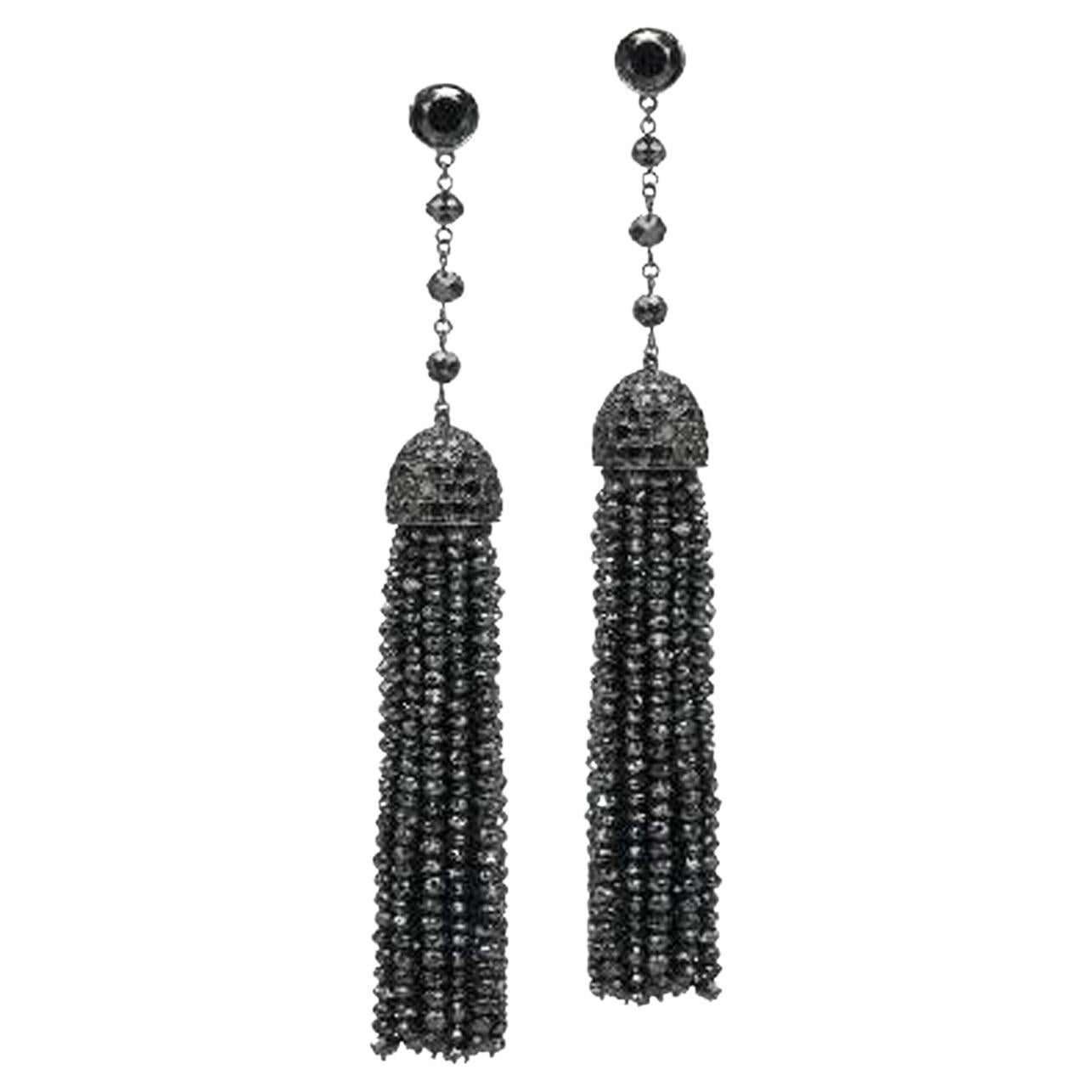 Ivanka Trump Black Diamond Tassel Earrings