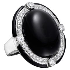 Ivanka Trump Black Onyx & Diamond Cocktail Ring 18k White Gold
