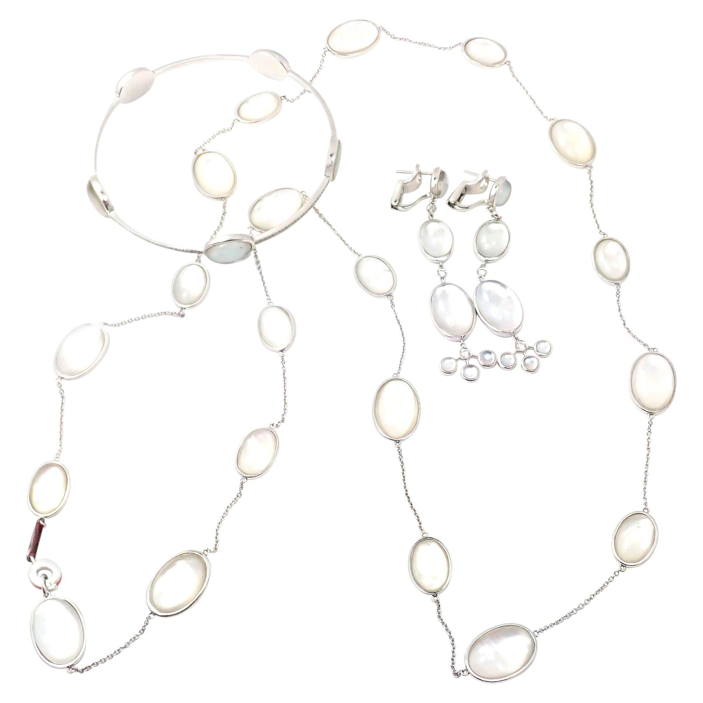 Ivanka Trump Bubble Diamond Crystal MOP Set of Gold Necklace Bracelet & Earrings For Sale