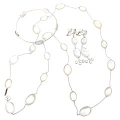 Vintage Ivanka Trump Bubble Diamond Crystal MOP Set of Gold Necklace Bracelet & Earrings
