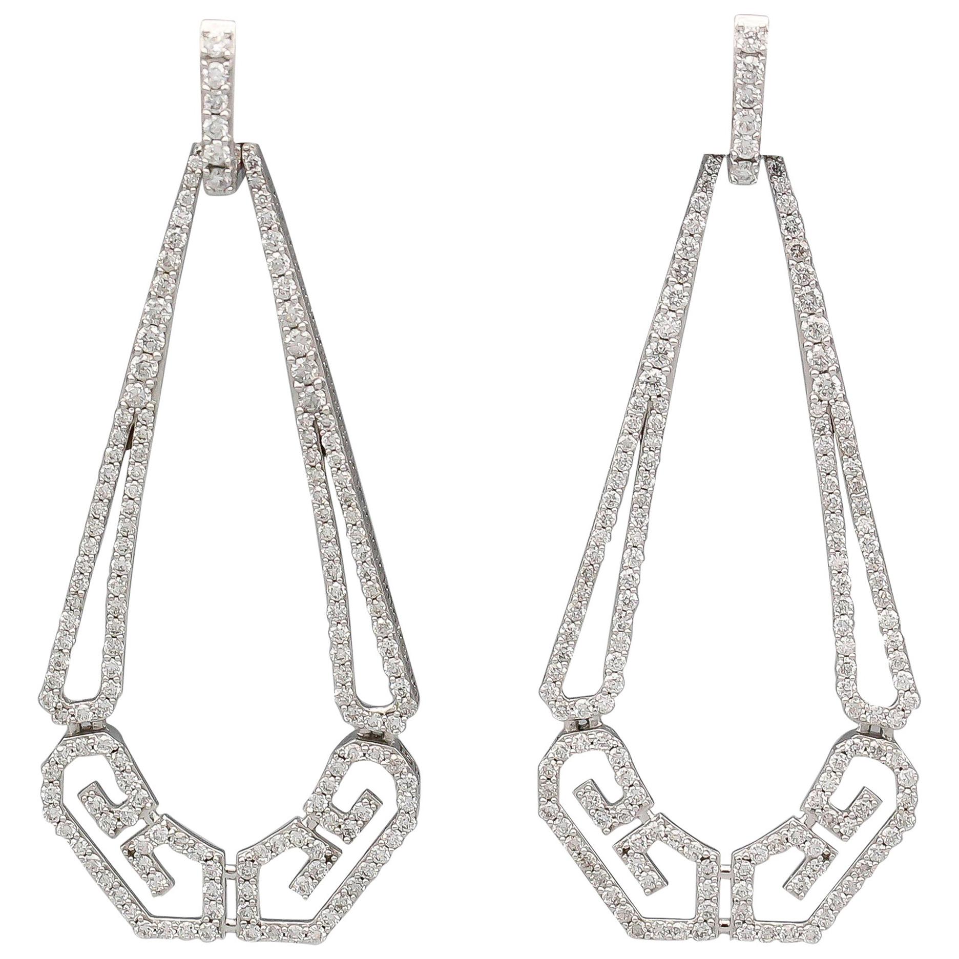 Ivanka Trump Diamond and 18 Karat White Gold Drop Earrings