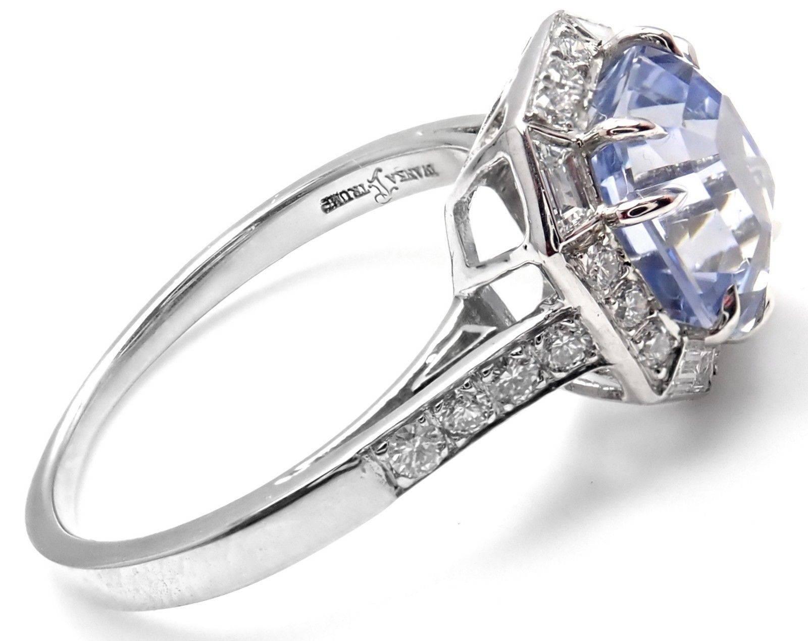 Platinum Diamond Sapphire Ring by Ivanka Trump.
With 20 round shape diamonds and 6 marque cut diamonds VS1 clarity G color and 4 trapezoid shape diamonds VS1 clarity, G color total weight approx. .50ct
1 sapphire total weight approx.