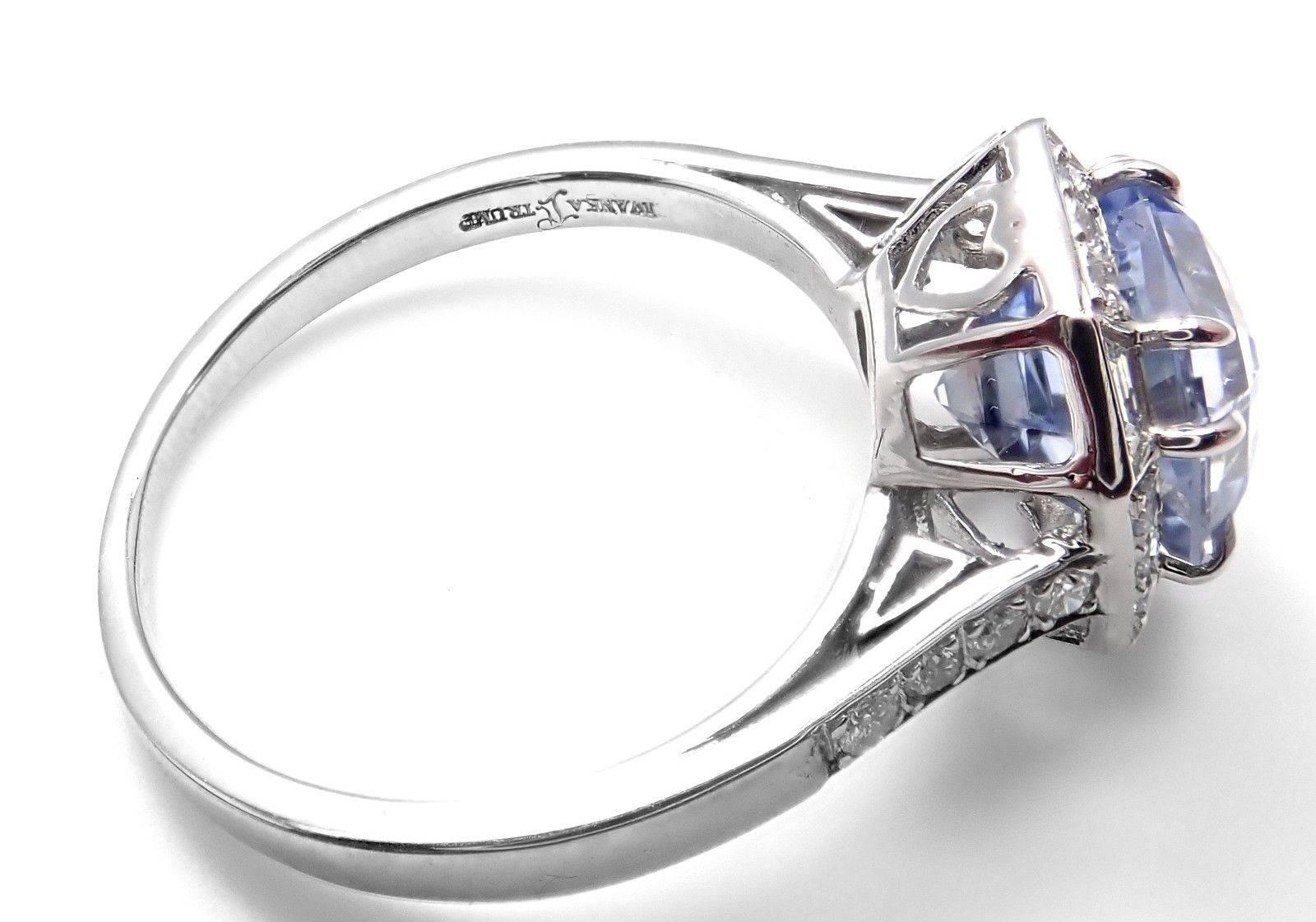 Ivanka Trump Diamond Sapphire Platinum Engagement Ring In Excellent Condition In Holland, PA