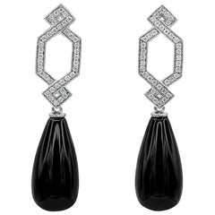 Ivanka Trump Onyx and Diamond Crossover Dangle Earrings