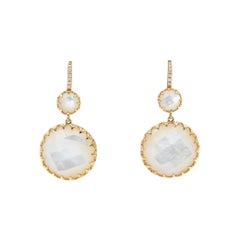 Ivanka Trump Rose Gold Mother of Pearl Drop Earrings on Diamond French Wire