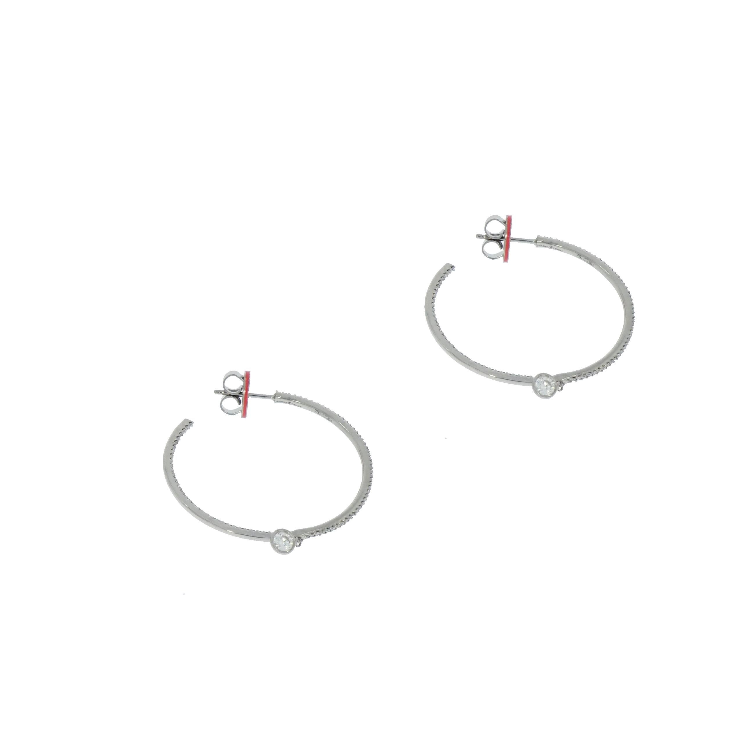 Round Cut Ivanka Trump White Gold Diamond Hoops