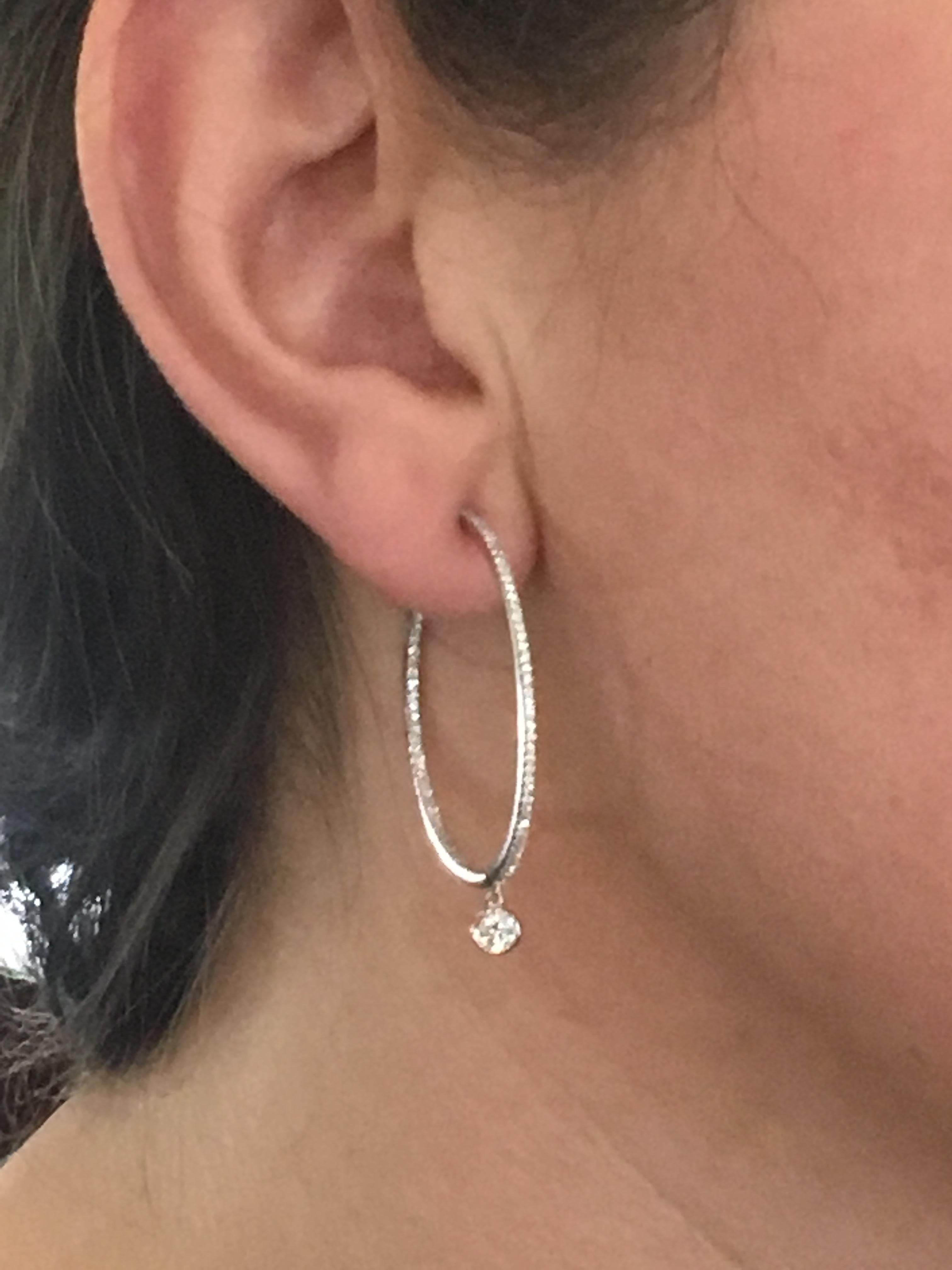 Ivanka Trump White Gold Diamond Hoops In Excellent Condition In Greenwich, CT