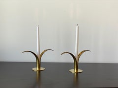 Ivar Åhlenius Björk, Liljan Candlesticks, Ystad Metall, Brass, Sweden, 1950s