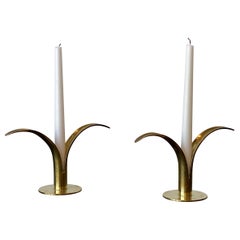 Ivar Åhlenius Björk, Liljan Candlesticks, Ystad Metall, Brass, Sweden, 1950s