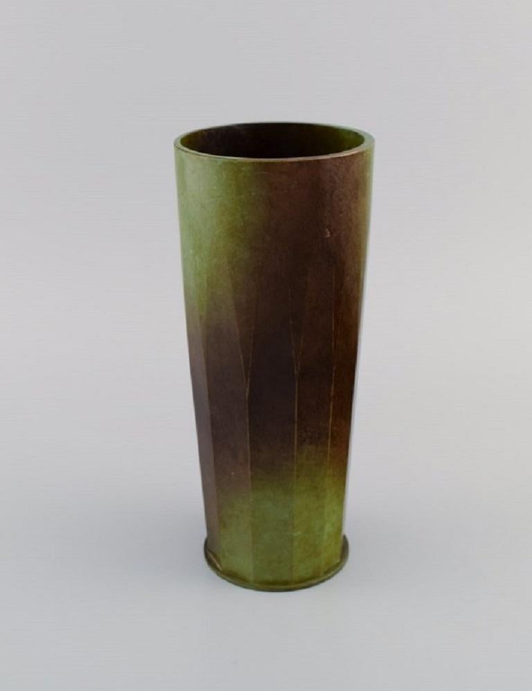 Scandinavian Modern Ivar Ålenius Björk for Ystad Brons, Vase in Patinated Bronze For Sale