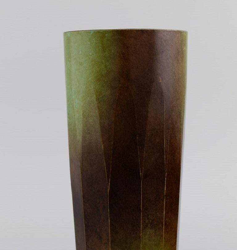 Swedish Ivar Ålenius Björk for Ystad Brons, Vase in Patinated Bronze For Sale