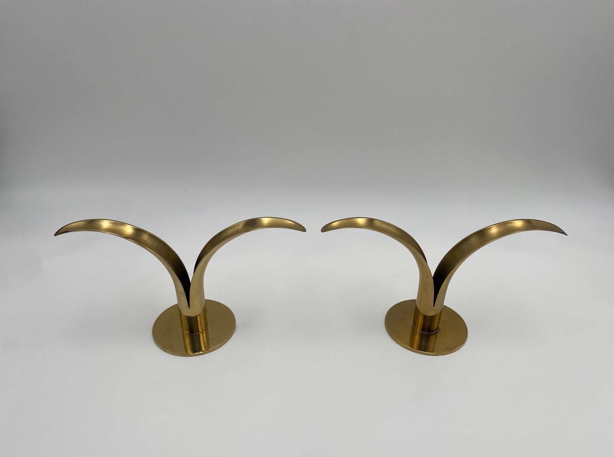 Ivar Ålenius Björk Brass Candle Holders for Ystad Metall, Sweden, 1960's For Sale 4