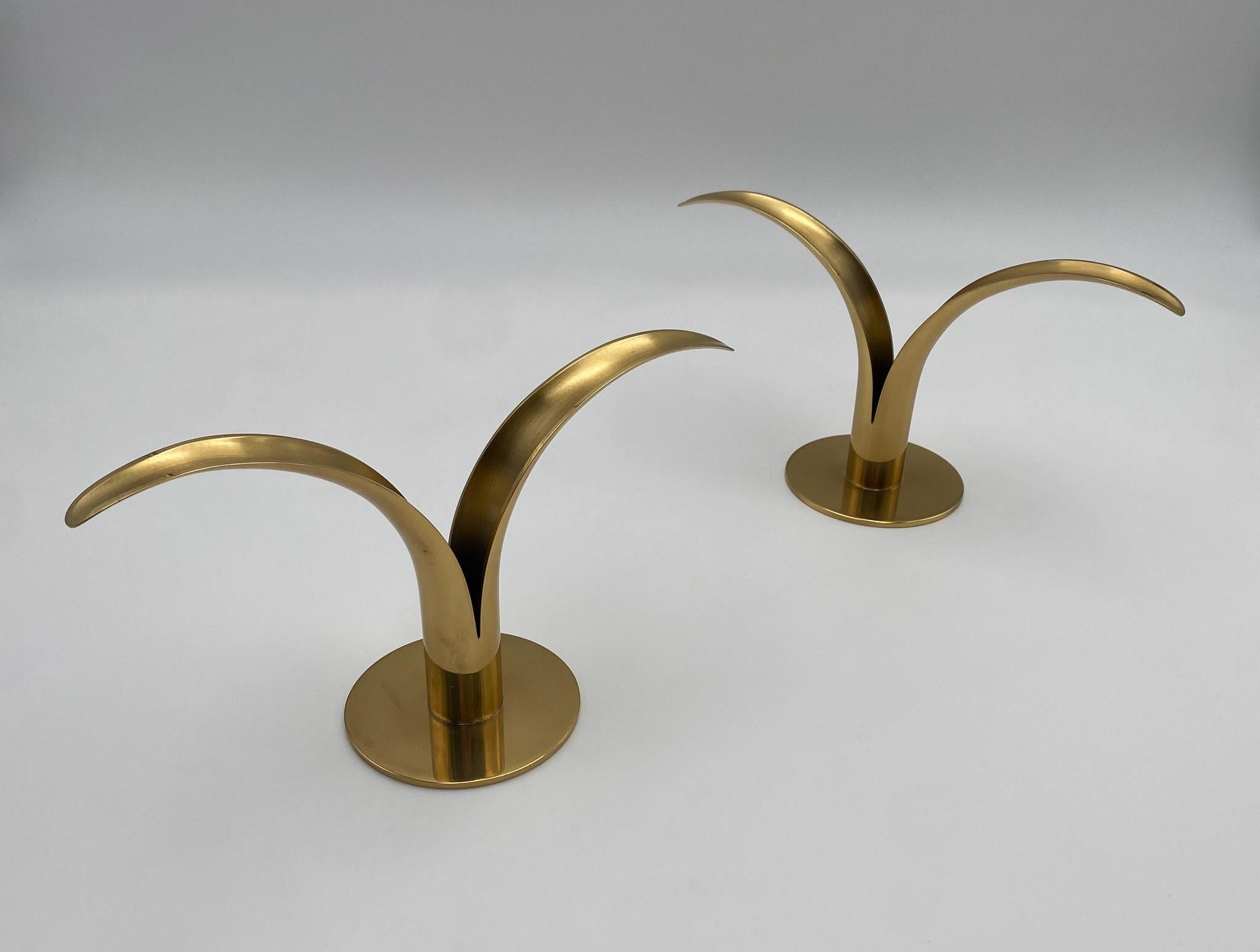 Ivar Ålenius Björk Brass Candle Holders for Ystad Metall, Sweden, 1960's 10