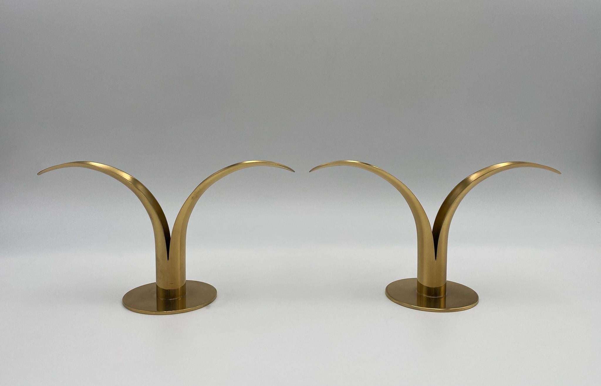 Ivar Ålenius Björk Brass Candle Holders for Ystad Metall, Sweden, 1960's 1