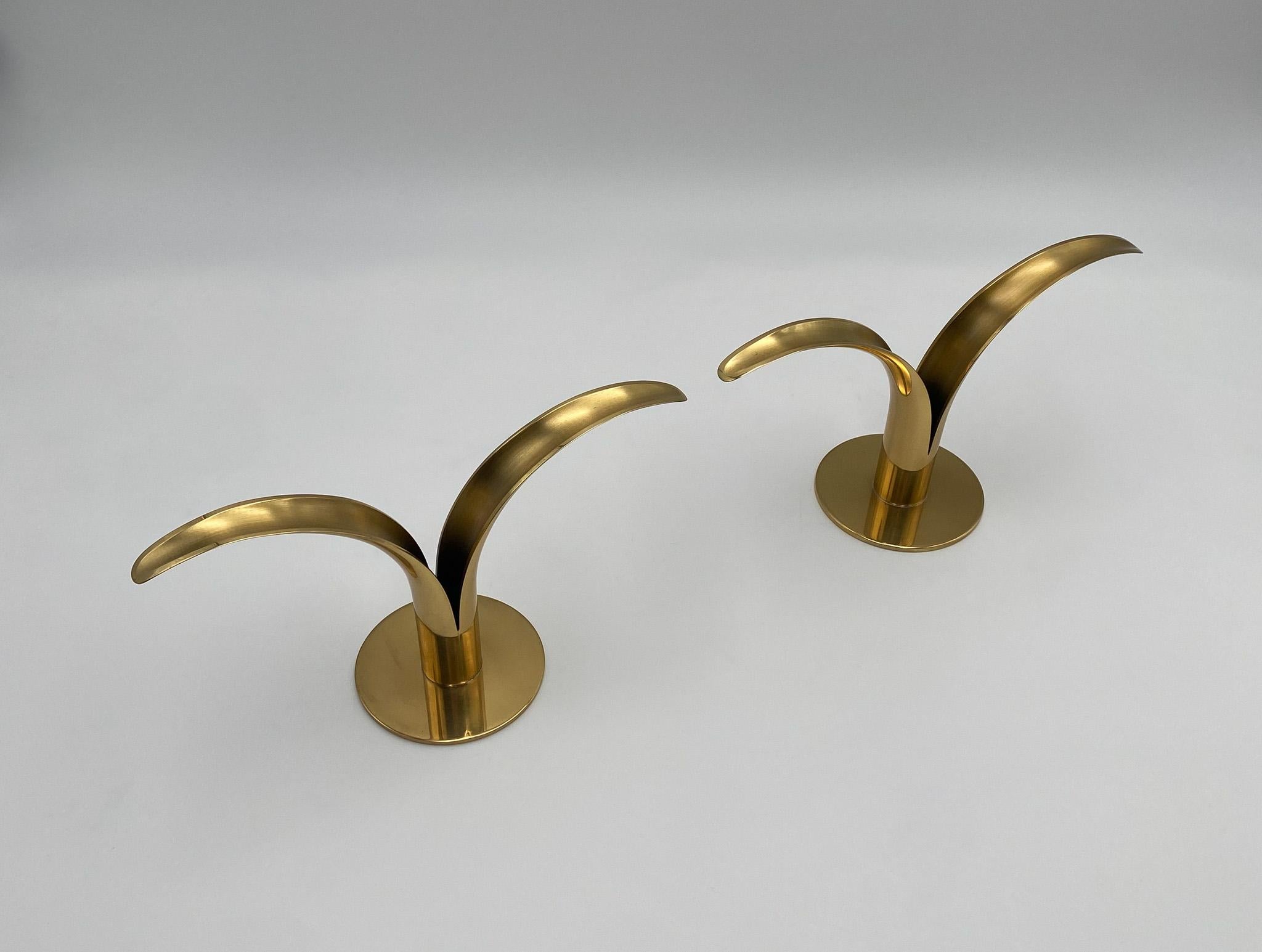 Ivar Ålenius Björk Brass Candle Holders for Ystad Metall, Sweden, 1960's 2