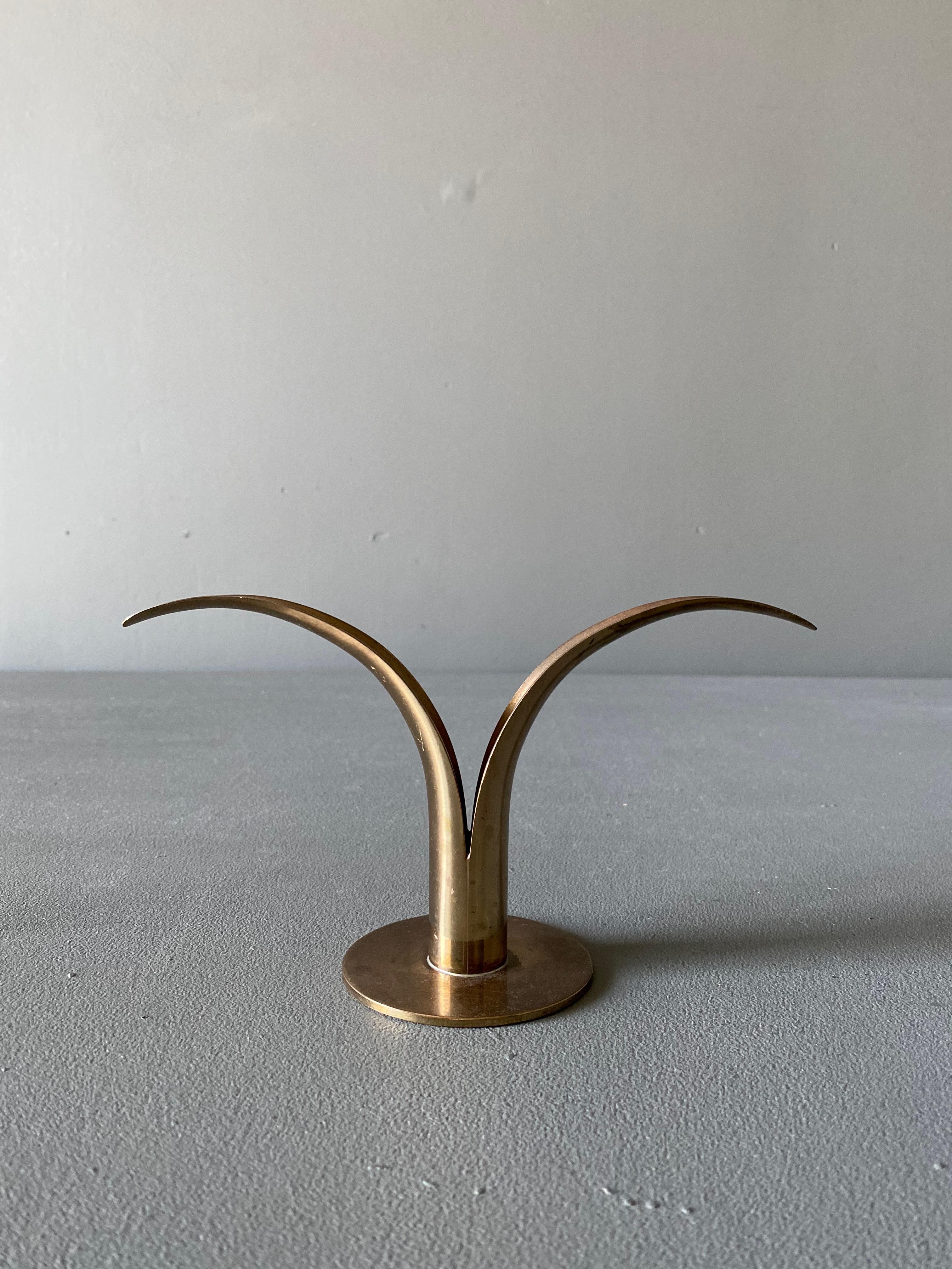 Swedish Ivar Ålenius Björk Brass Candleholder for Ystad Metall