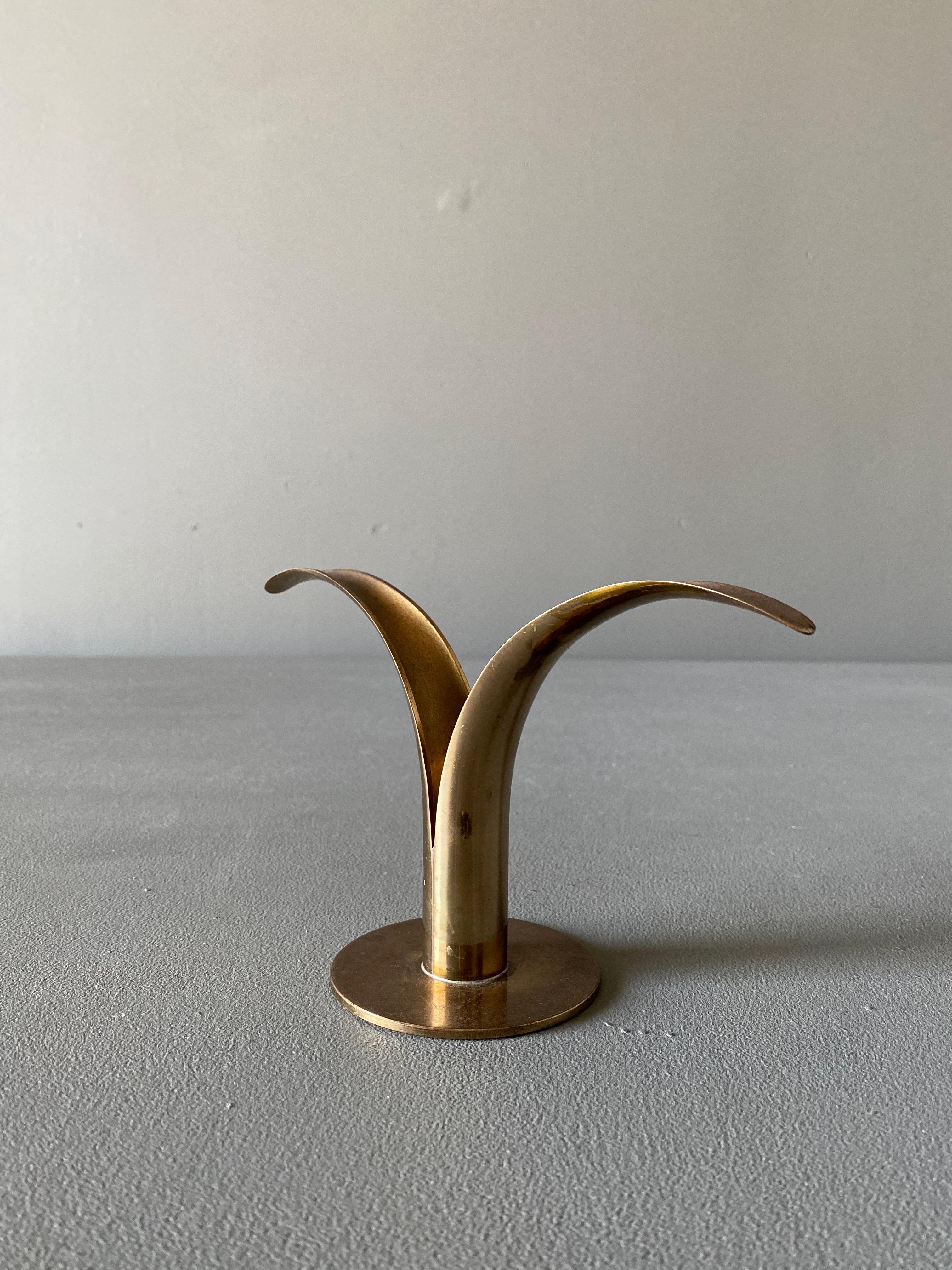 Mid-20th Century Ivar Ålenius Björk Brass Candleholder for Ystad Metall