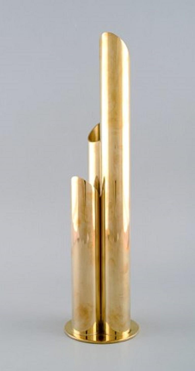 Contemporary Ivar Ålenius Björk for Skultuna, a Pair of Modernist Tatlin Vases in Brass