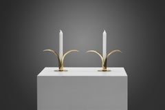 Ivar Ålenius-Björk "Liljan" Brass Candlesticks for Ystad Metall, Sweden 1940s