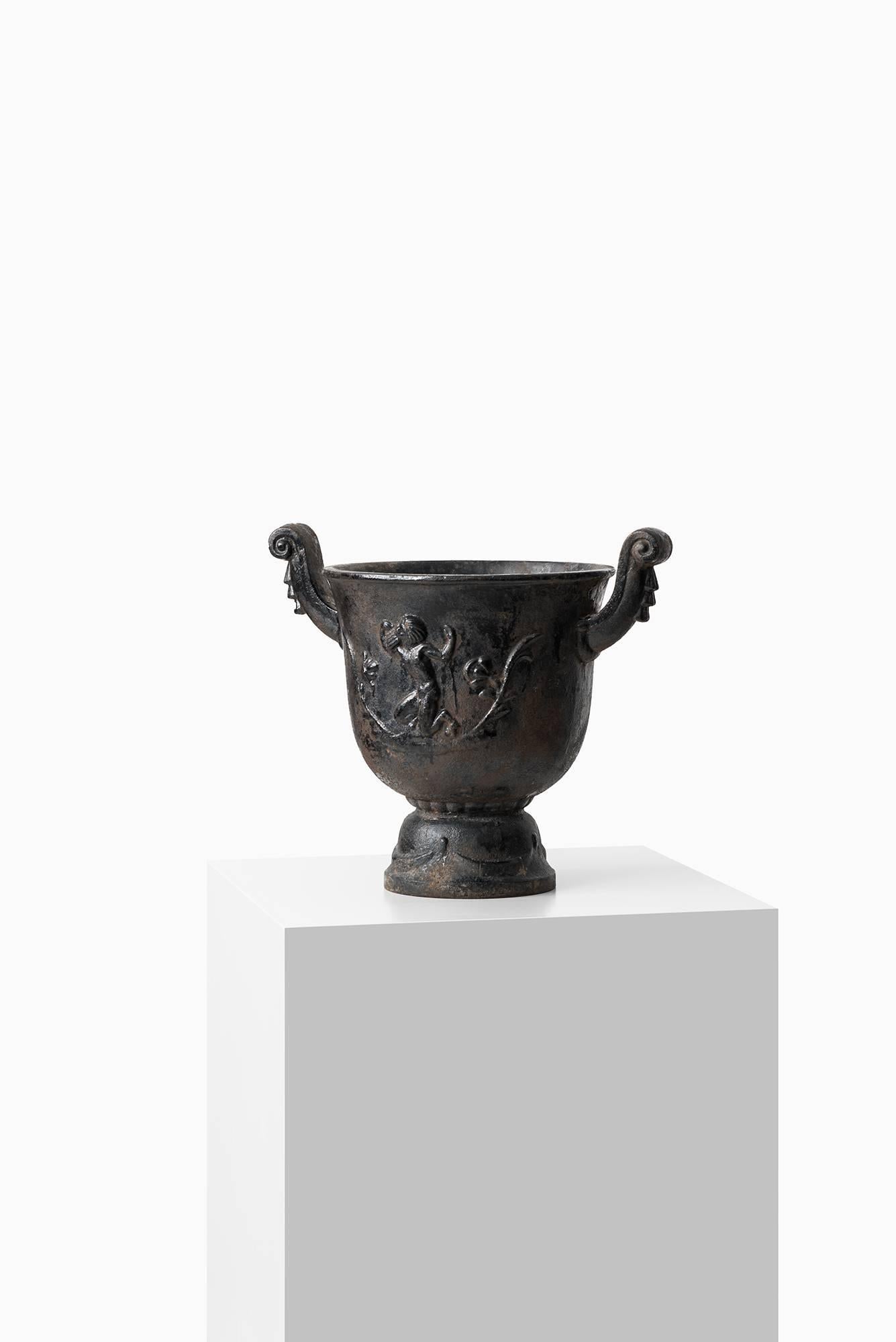 Early 20th Century Ivar Johnsson Faun Urn / Planter by Näfveqvarns Bruk in Sweden For Sale
