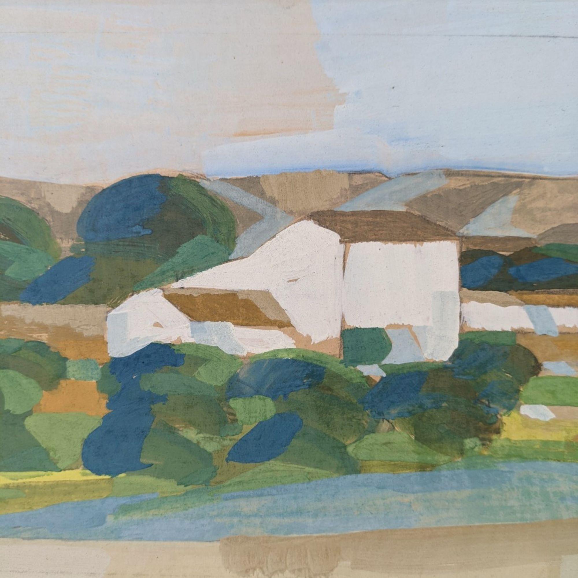 1962 Mid Century Modern Swedish Oil Painting by Ivar Morsing - Spanish Landscape 5