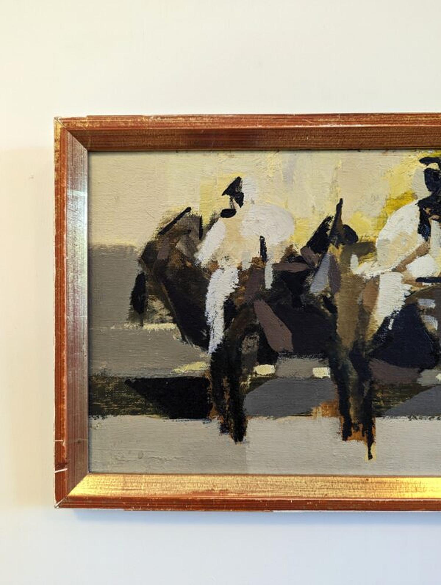 Vintage Mid-Century Abstract Figurative Oil Painting, Ivar Morsing - Altea For Sale 9