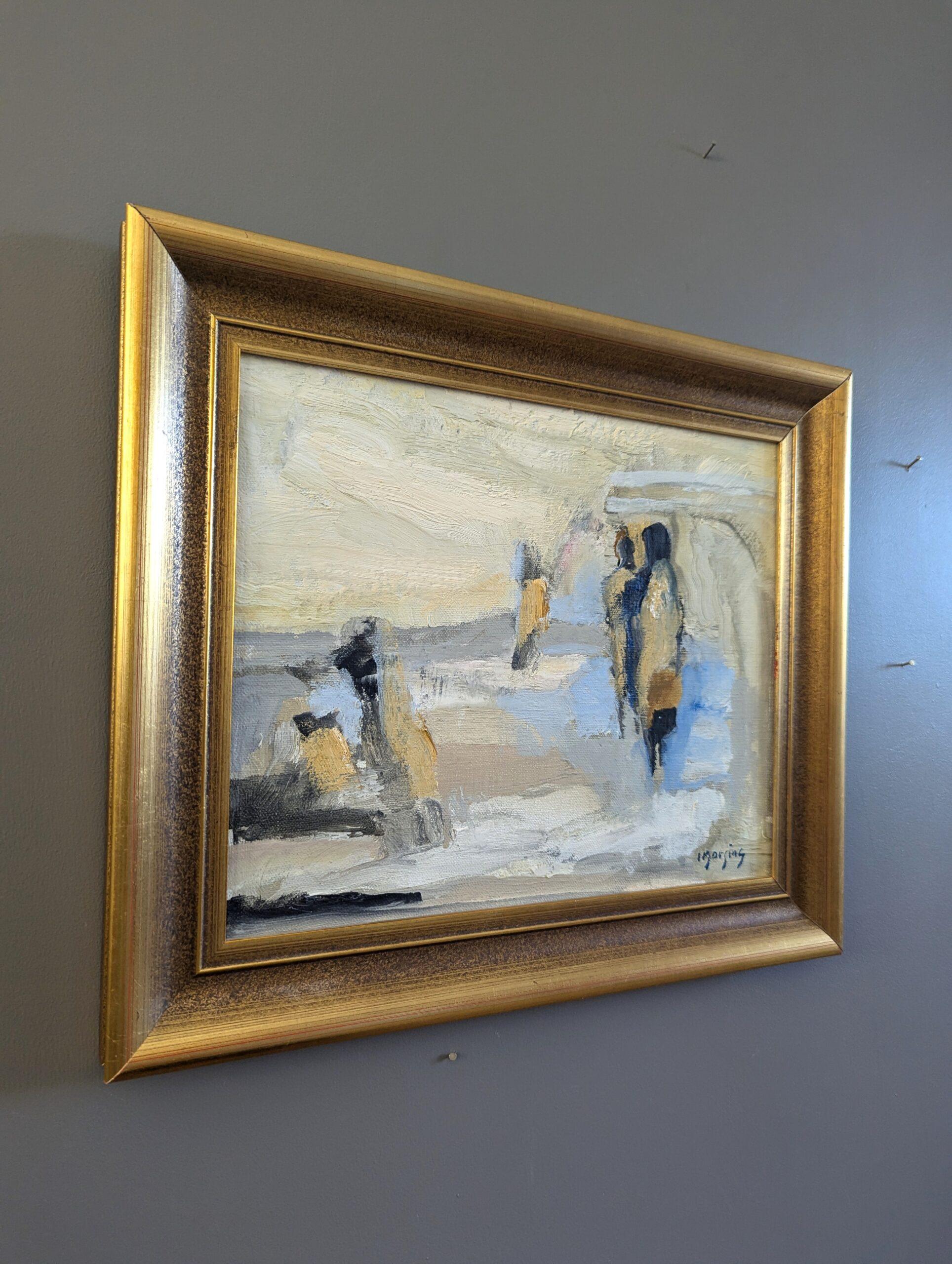 FIGURAS EN MOVIMIENTO
Tamaño: 29 x 33,5 cm (incluido el marco)
Óleo sobre tabla

Una composición figurativa abstracta al óleo, brillantemente ejecutada, pintada por el consagrado artista sueco Ivar Morsing (1919-2009), cuyas obras se han expuesto en
