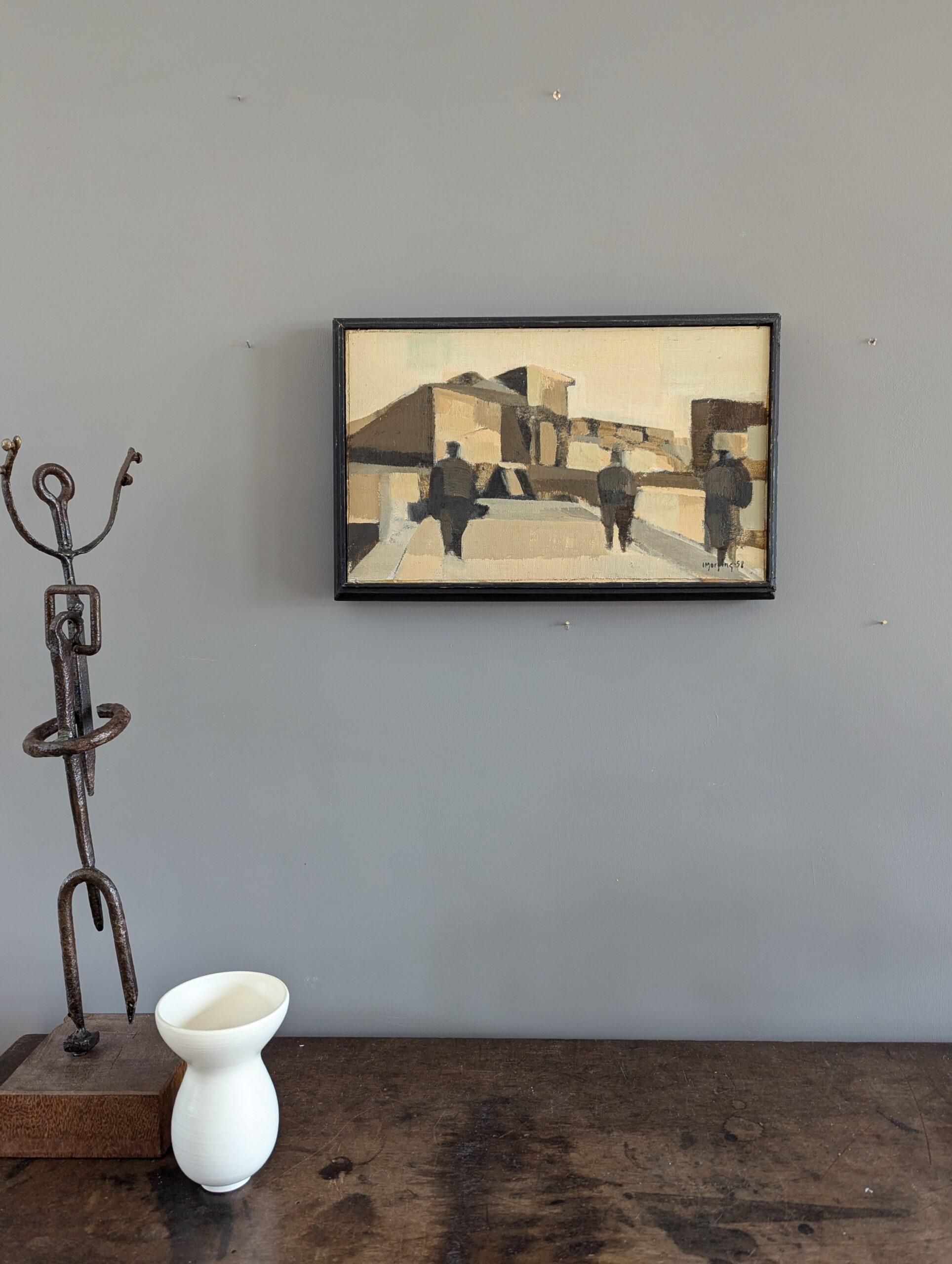 Quadro ad olio astratto modernista con cornice - Passeggiate spagnole - Painting Moderno di  Ivar Morsing