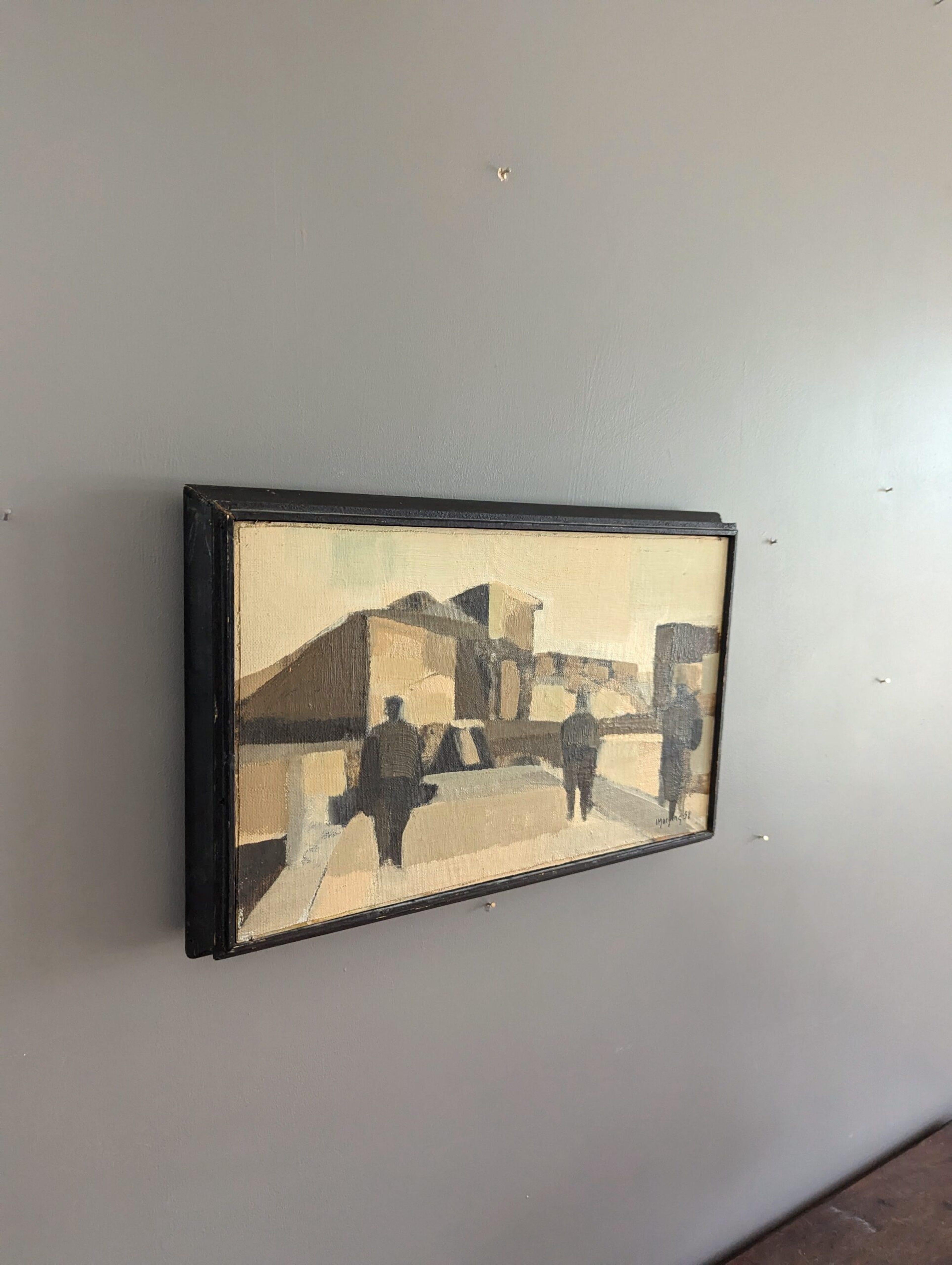 Quadro ad olio astratto modernista con cornice - Passeggiate spagnole - Abstract Painting Marrone di  Ivar Morsing