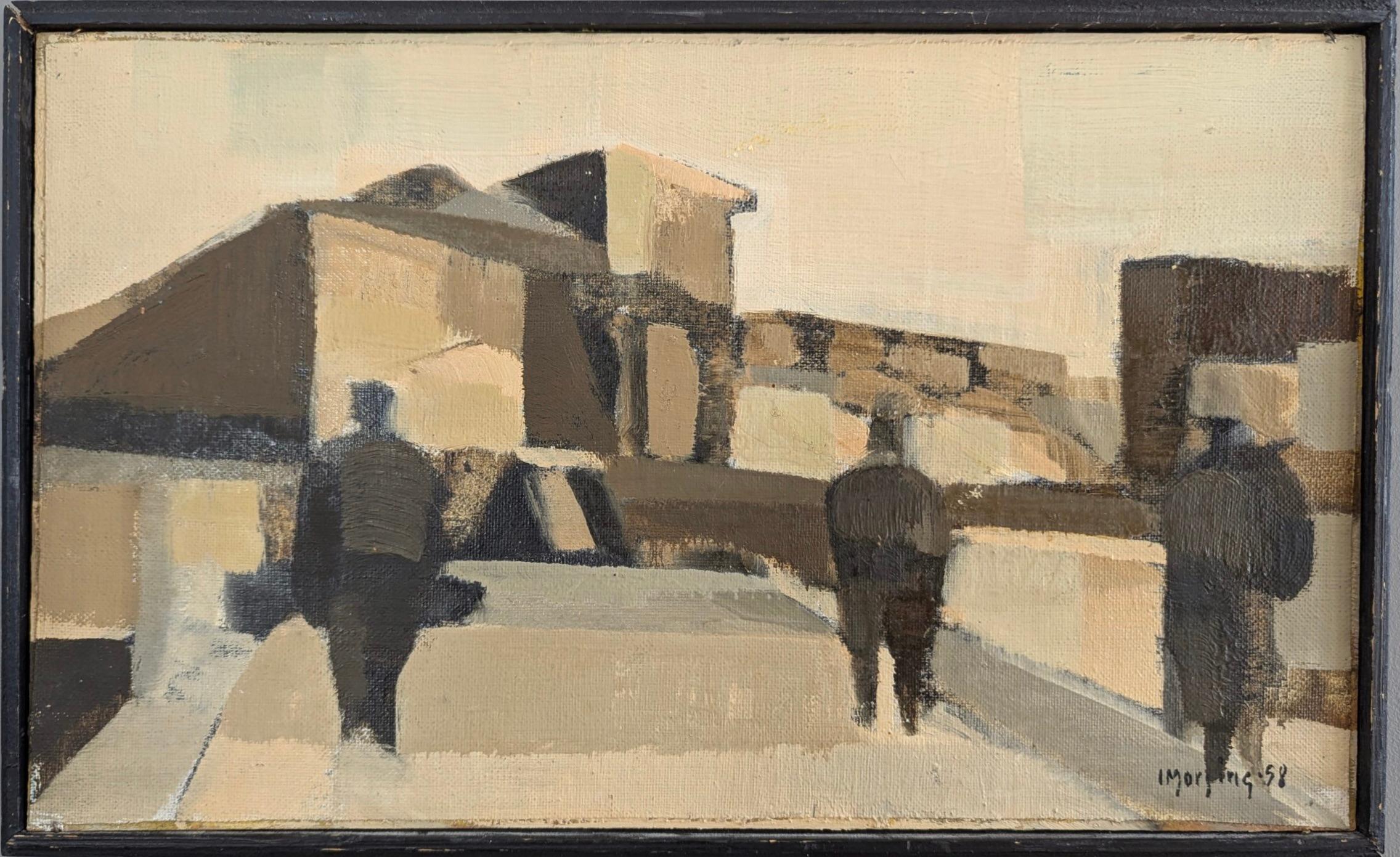 Quadro ad olio astratto modernista con cornice - Passeggiate spagnole