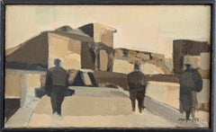Quadro ad olio astratto modernista con cornice - Passeggiate spagnole