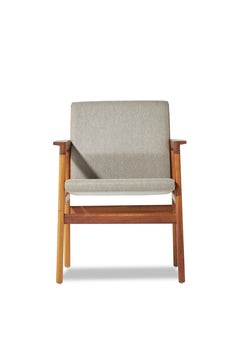 Outdoor Dining Armchair in Solid Iroko Taupe Water- Repellent Fabric by CDW-IVAR