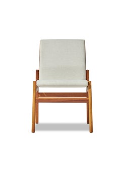 Outdoor Dining Chair in Solid Iroko White Water- Repellent Fabric by CDW - IVAR