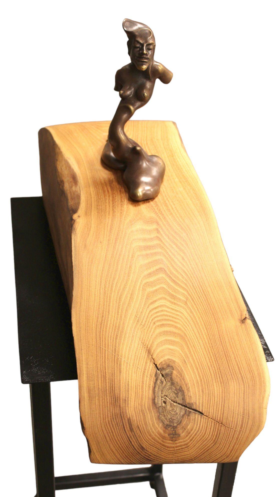 Ivars Miķelsons (1962) , Bronce H 31 cm; A 71 cm; P 20 cm - Figurative Sculpture Marrón de Ivars Mikelsons