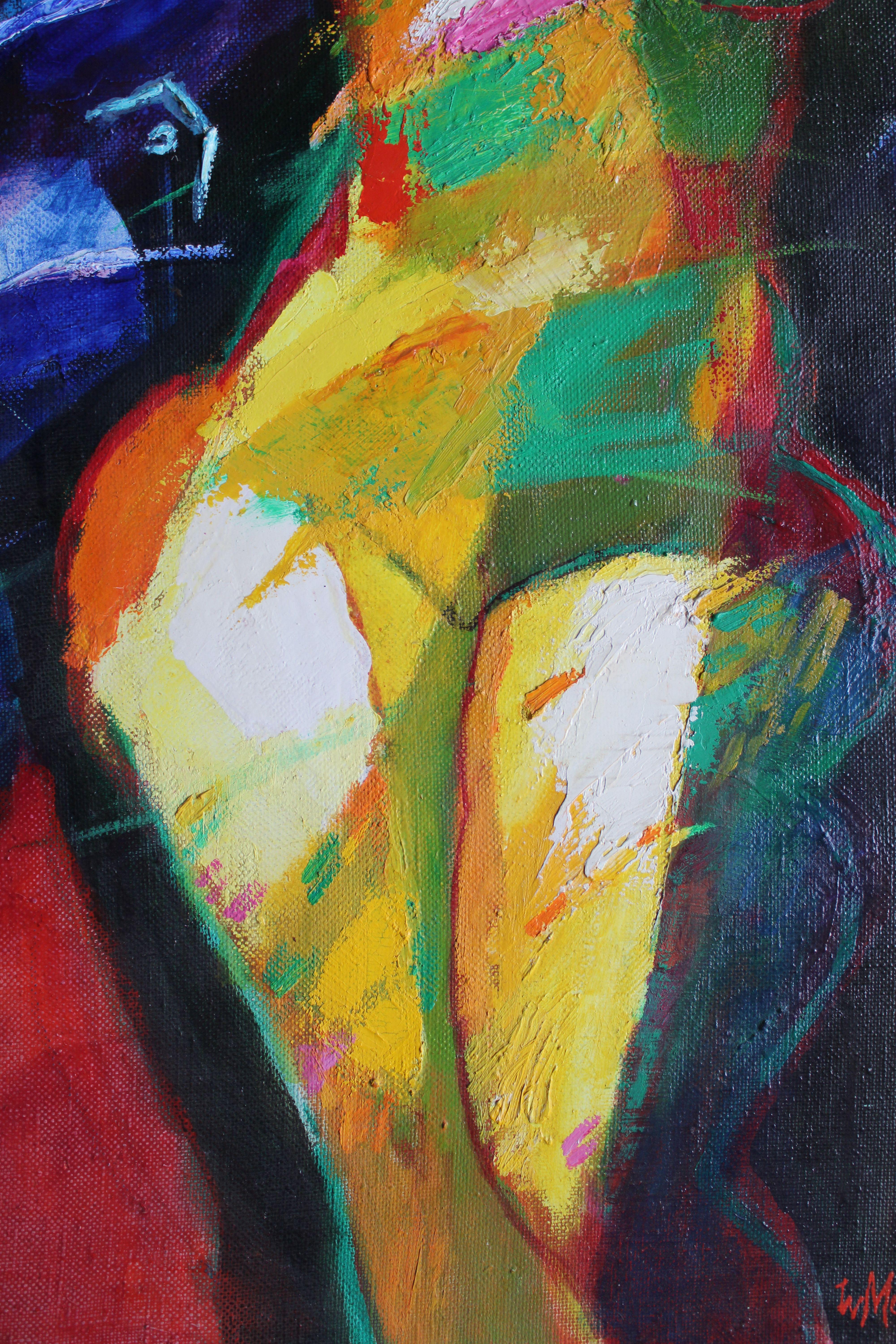 Light  2001. Canvas, oil, 92x65 cm - Abstract Expressionist Painting by Ivars Muizulis 