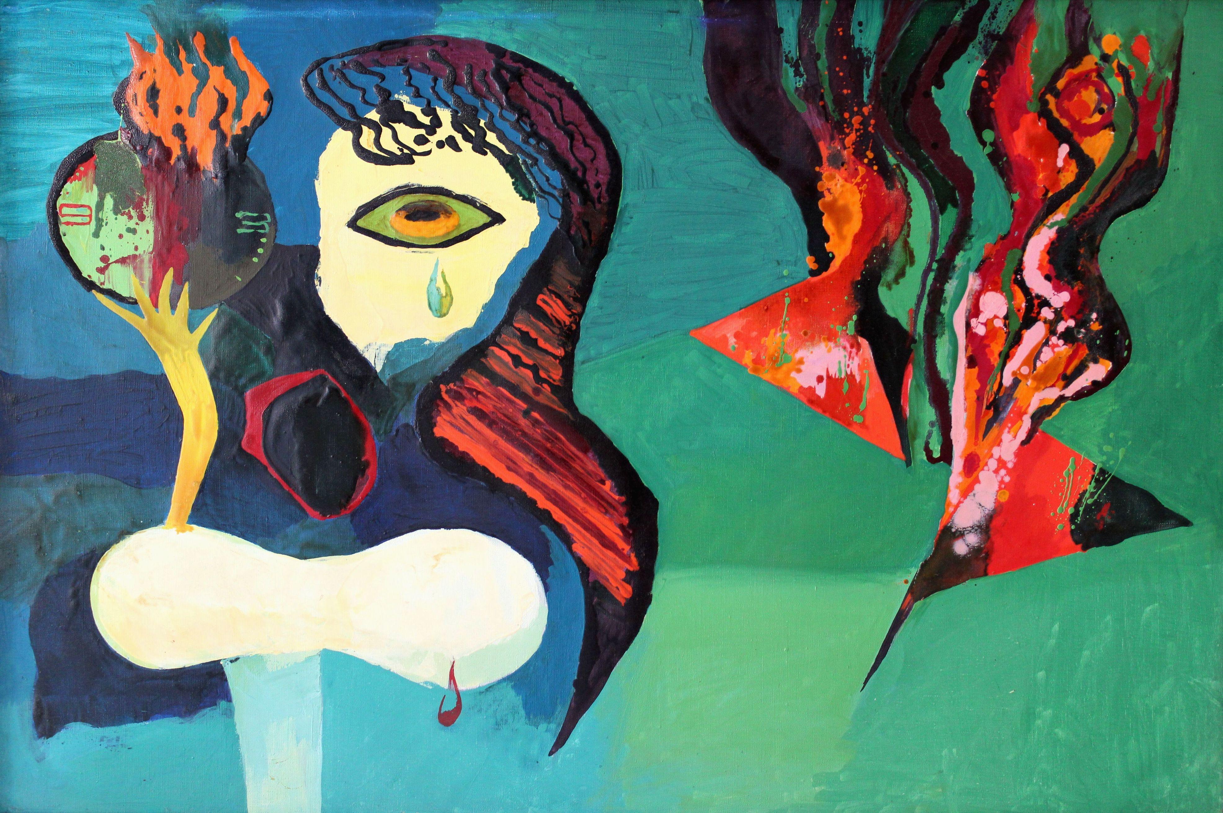 Ivars Muizulis  Abstract Painting - Scream. Canvas, oil, 100x150 cm