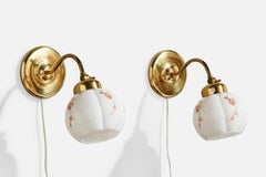 Ivars, Wall Lights, Brass, Glass, Sweden, 1960s