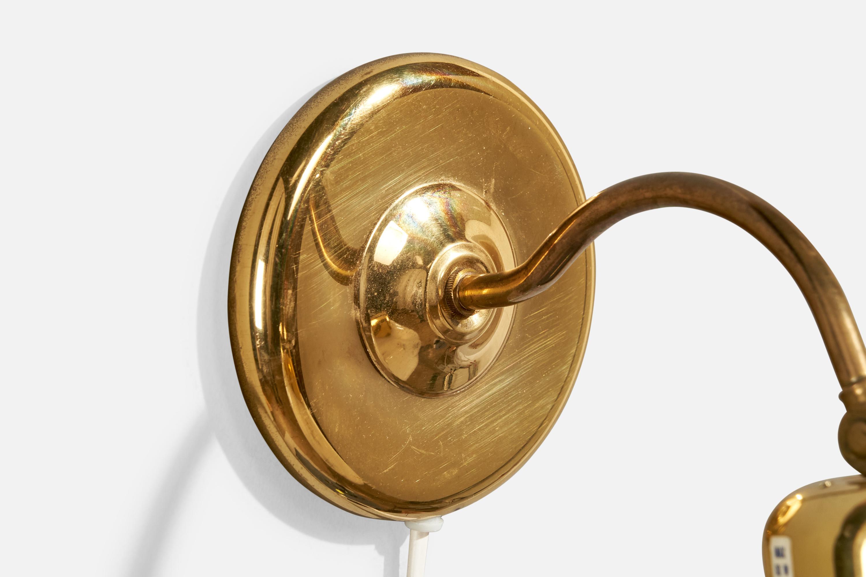Ivars, Wall Lights, Brass, Glass, Sweden, 1960s For Sale 1