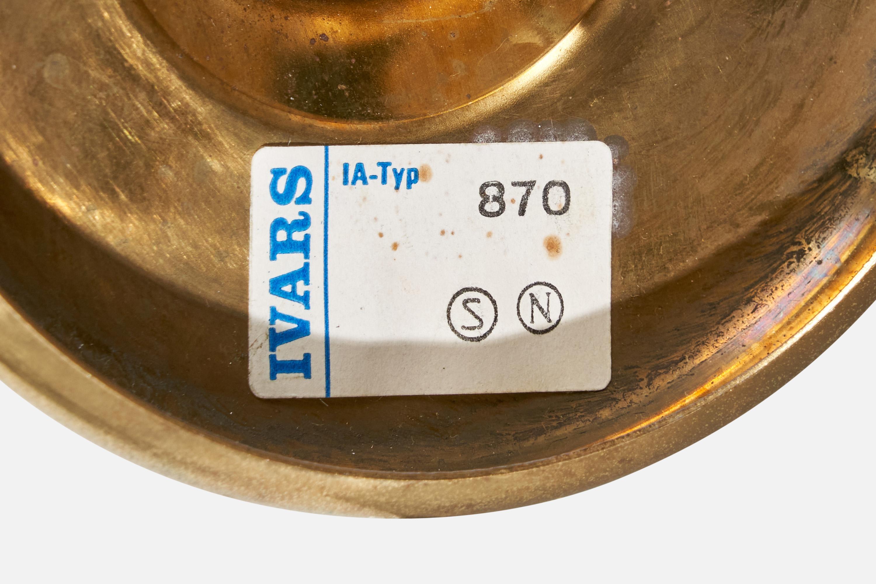 Ivars, Wall Lights, Brass, Glass, Sweden, 1960s For Sale 4