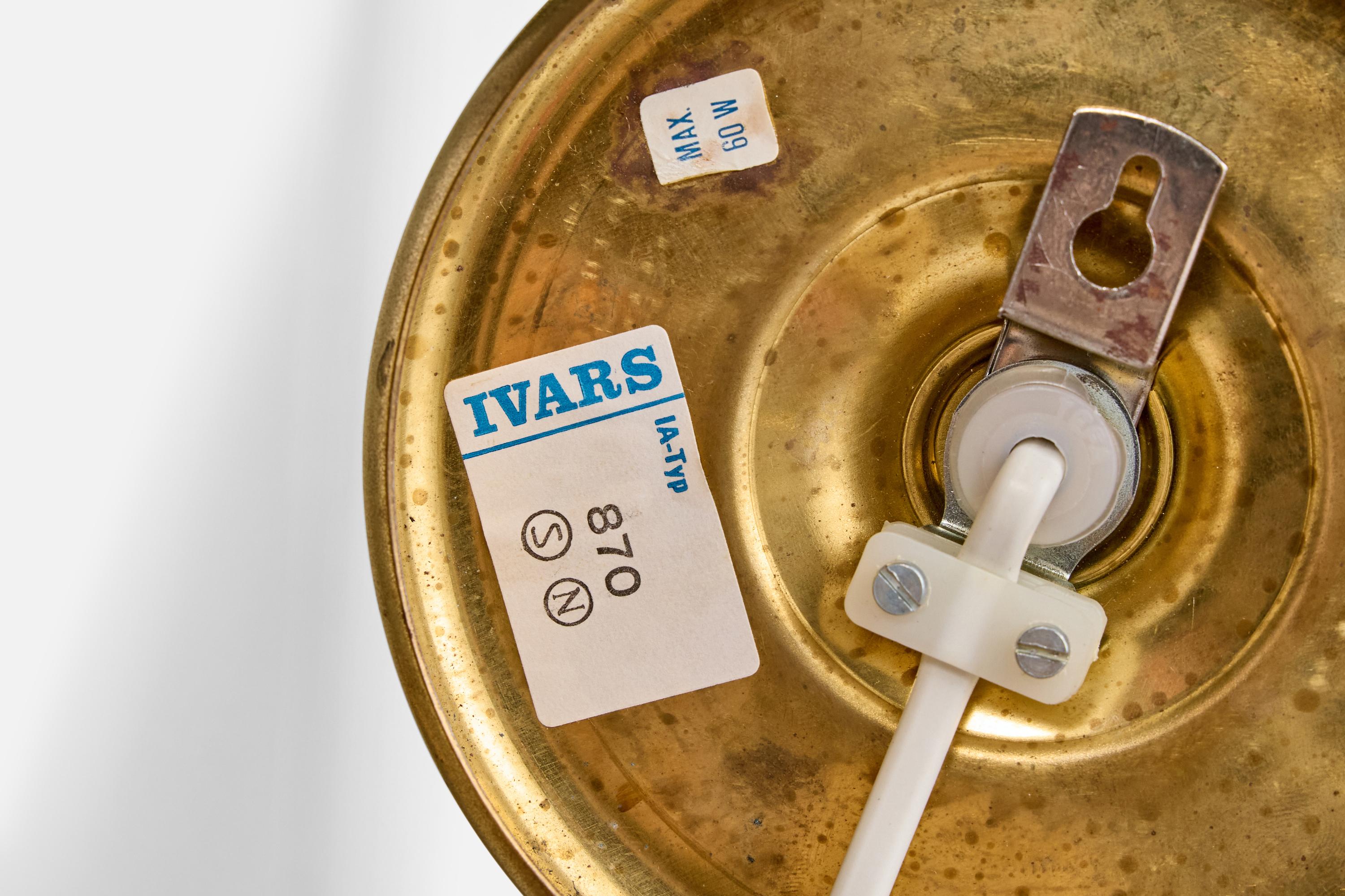 Ivars, Lights, laiton, verre, Suède, années 1960 en vente 2