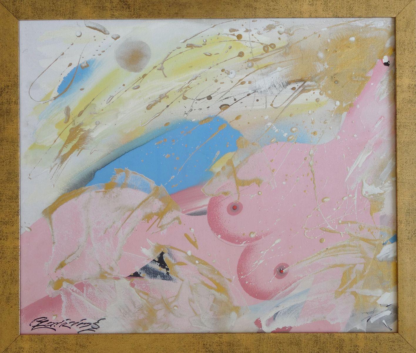 Meer, Sonne, Gold  2009. Kartenkarton, Autorentechnik, 46, 5 x 55 cm – Painting von Ivars Zaikins 