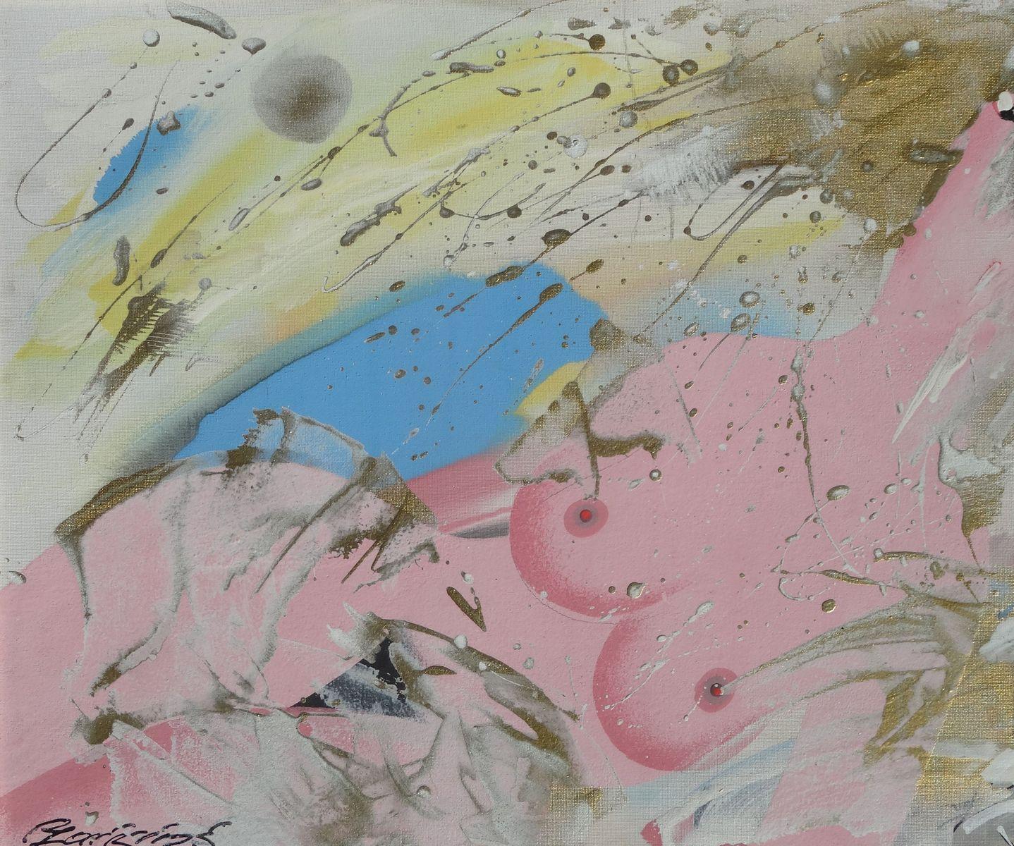 Ivars Zaikins  Abstract Painting – Meer, Sonne, Gold  2009. Kartenkarton, Autorentechnik, 46, 5 x 55 cm
