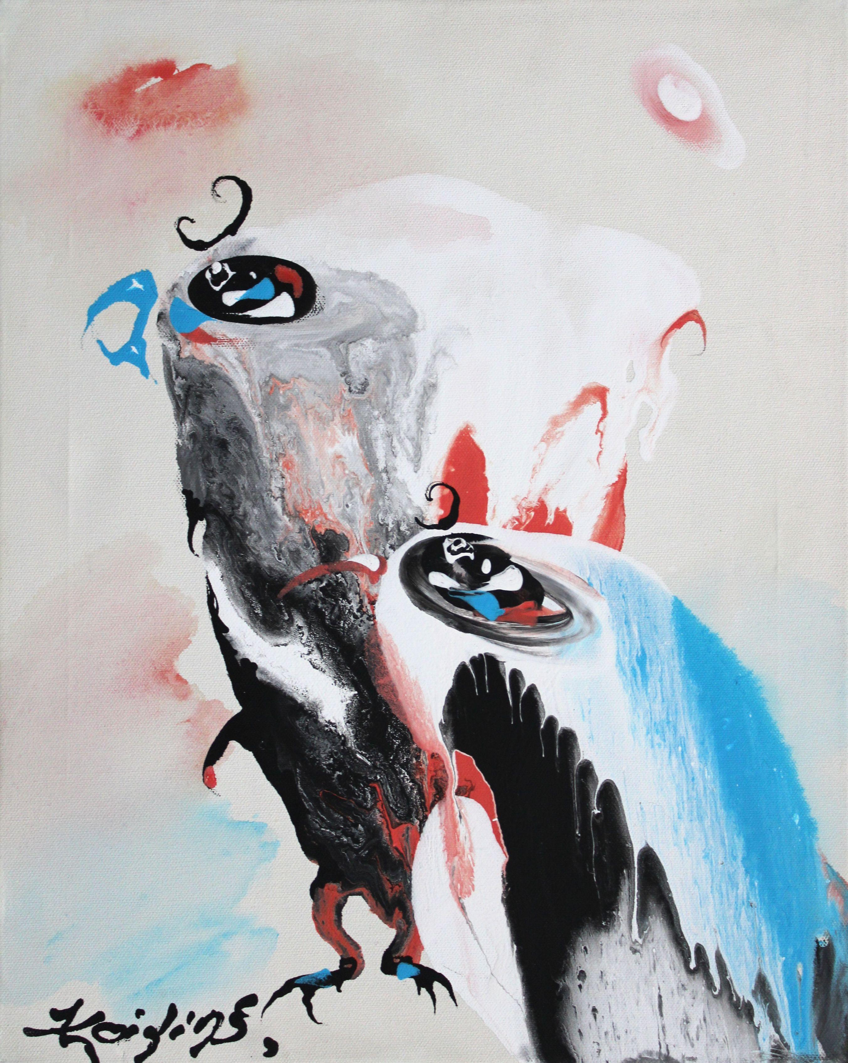 Ivars Zaikins  Animal Painting - Up. Canvas, mixed media, 50x40 cm